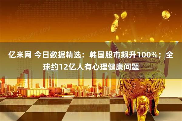 亿米网 今日数据精选：韩国股市飙升100%；全球约12亿人有心理健康问题