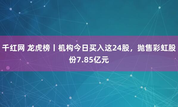 千红网 龙虎榜丨机构今日买入这24股，抛售彩虹股份7.85亿元